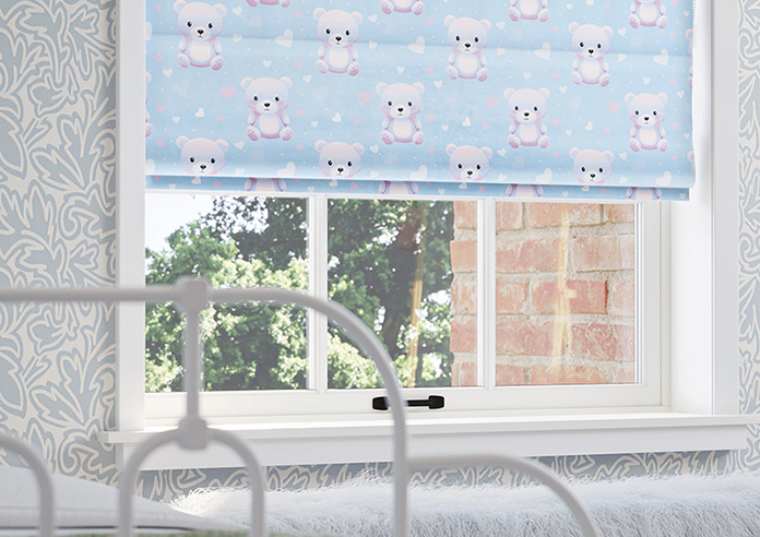 Little Bear, Blue Cotton - Twist&Fit Roman Blind - Image 5